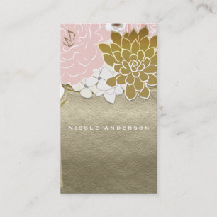 Mason Jar Blumen Rustikale Blumen Pink & Gold Chic Visitenkarte