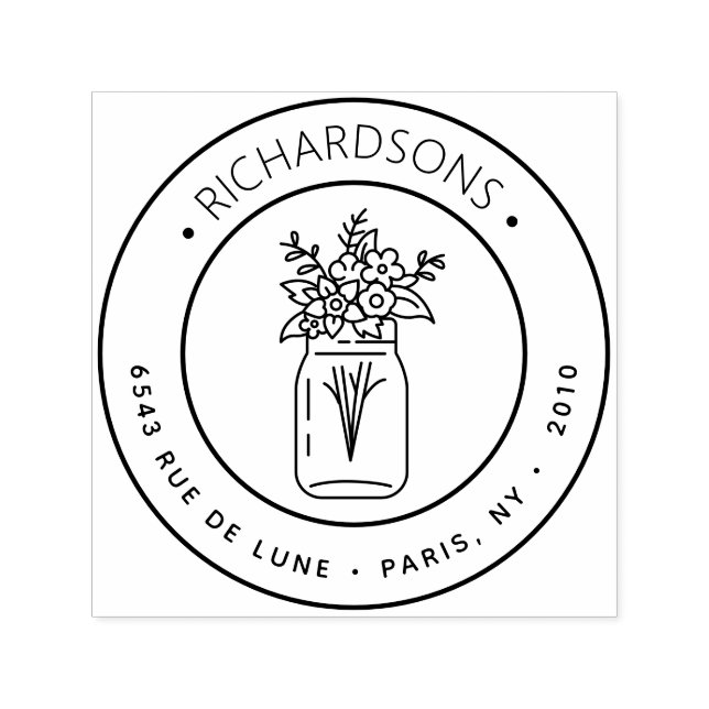 Mason Jar Bouquet Icon Rücksendeadresse Permastempel (Design)