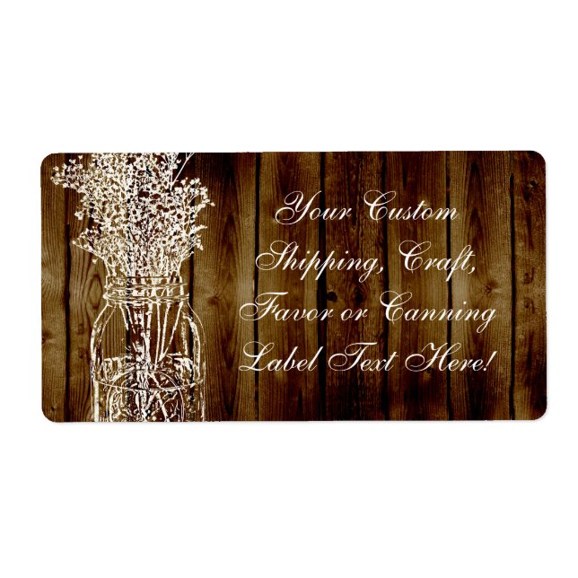 Mason Jar Briefmarke auf dem dunklen Holzplaner (Vorne)