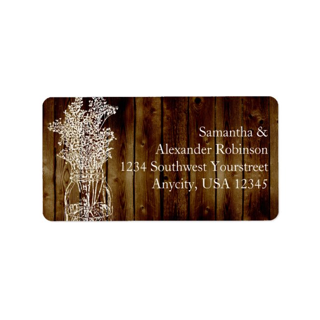 Mason Jar Briefmarke auf dem dunklen Holzplaner Adressaufkleber (Vorne)