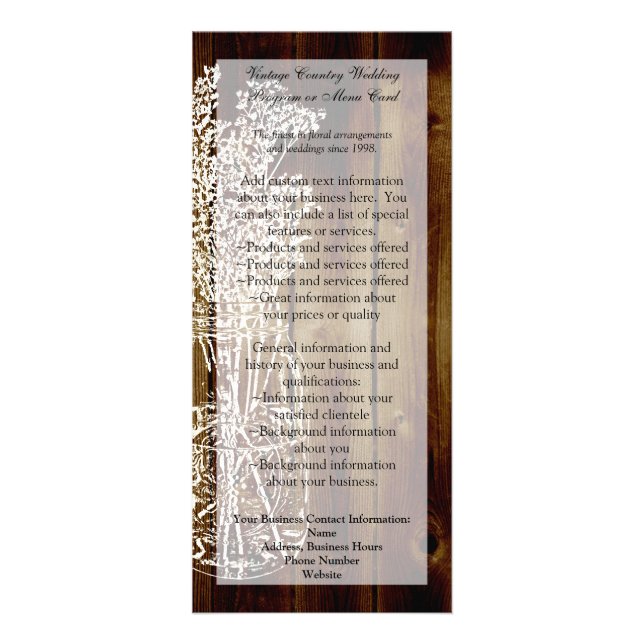 Mason Jar Briefmarke auf dem dunklen Holzplaner Werbekarte (Vorne)