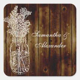 Mason Jar Briefmarke/Wood Plank Umschlag Aufkleber