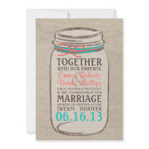 Mason Jar Burlap Rustic Wedding Einladung