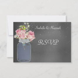Mason Jar, Chalkboard, Lesbische RSVP-Karte für Ho RSVP Karte