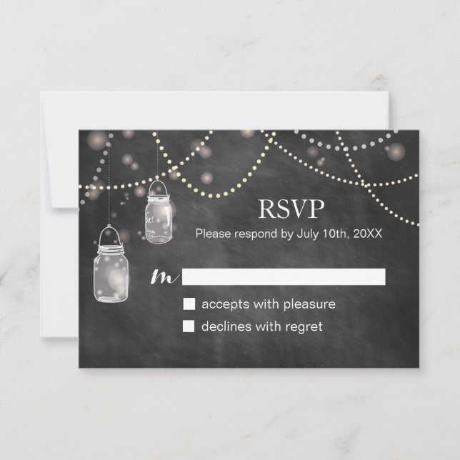 Mason Jar Chalkboard RSVP Cards (Vorderseite)