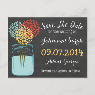 Mason Jar Chalkboard Save the Date Ankündigungspostkarte