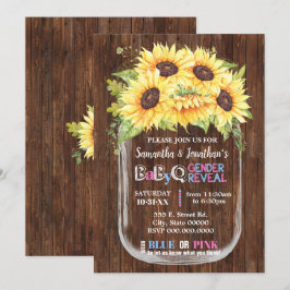 Mason Jar Country chic Genie offenbaren Sonnenblum Einladung