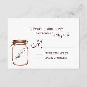 Mason Jar Country Rustic Wedding RSVP Cards Karte