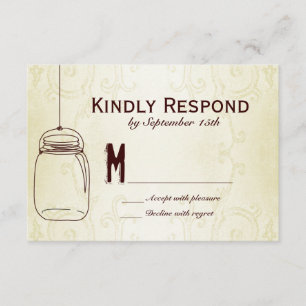 Mason Jar Country Wirbel Hochzeit RSVP Cards