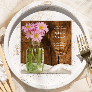Mason Jar Daisies Country Wedding Probe Dinner Einladung