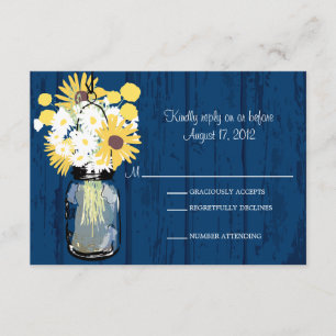 Mason Jar Daisies Sunflowers & Billy Balls UAWG RSVP Karte