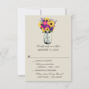 Mason Jar Daisies und Sonnenblumen UAWG RSVP Karte