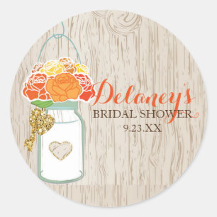 Mason Jar Fall Glitzer Brautparty Aufkleber