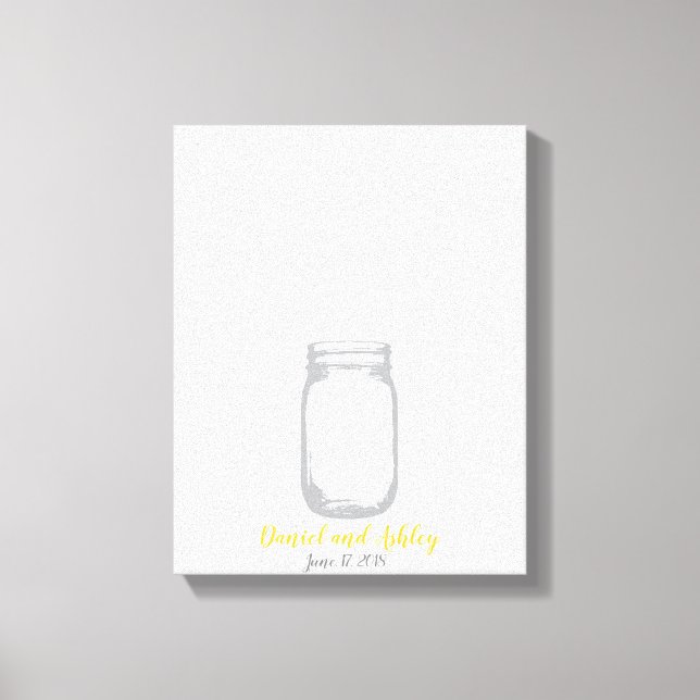 Mason Jar Fire Flies Wedding Fingerprint Gäestbook Leinwanddruck (Vorderseite)