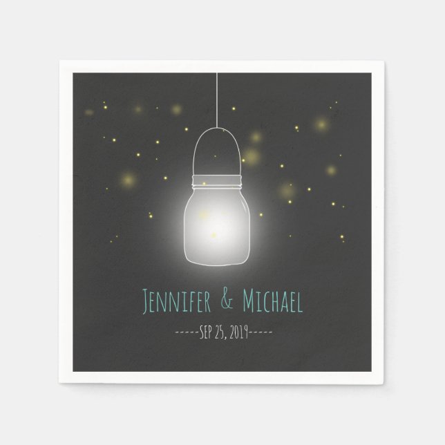 Mason Jar Fireflies Rustic Modern Wedding Serviette (Vorderseite)