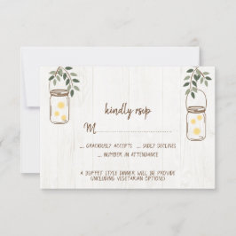 Mason Jar & Fireflies Rustic Wedding RSVP Cards