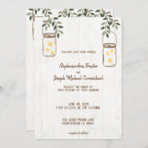 Mason Jar & Fireflies Rustikale Einladungen für Ho