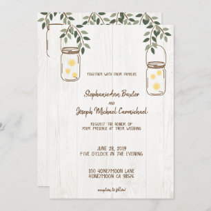 Mason Jar & Fireflies Rustikale Einladungen für Ho