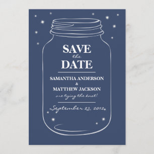 Mason Jar Fireflies speichern die Datumskarten - M Save The Date