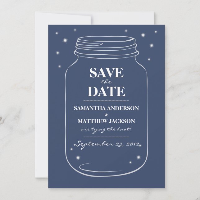 Mason Jar Fireflies speichern die Datumskarten - M Save The Date (Vorderseite)
