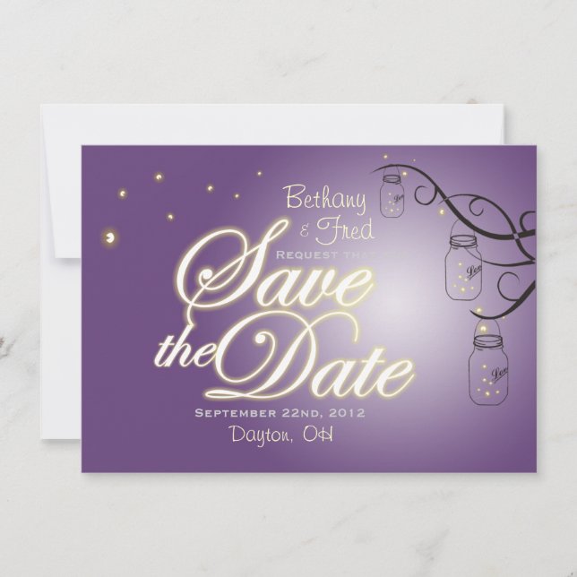 Mason Jar Firefly Blitzing Bug Save the Date (Vorderseite)