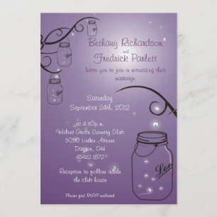 Mason Jar Firefly Hochzeit Einladung Lila Trauben