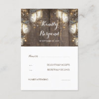 Mason Jar Firefly Lights Rustic Wedding RSVP