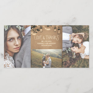 Mason Jar Firefly Lights Rustic Wedding Vielen Dan Dankeskarte