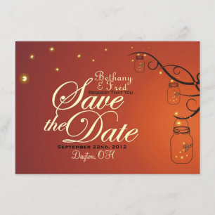 Mason Jar & Firefly Save the Date Postcard
