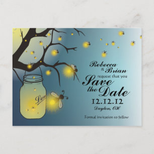 Mason Jar & Firefly Save the Date Postcard A Ankündigungspostkarte