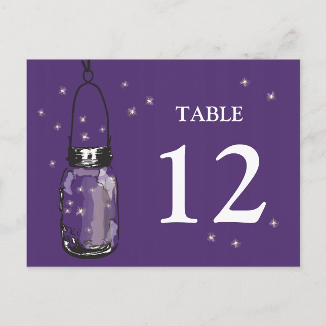 Mason Jar & Firefrefly Table Card Postkarte (Vorderseite)