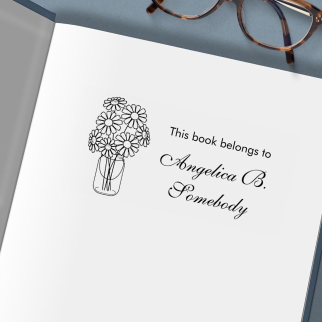Mason Jar Gänseblümchen-Blumenstrauß-Exlibris Permastempel (Von Creator hochgeladen)