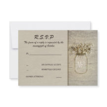 Mason Jar Gipskraut Rustic Barn RSVP Karten