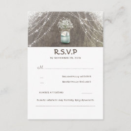 Mason Jar Gipskraut Rustic Wedding RSVP Cards Karte