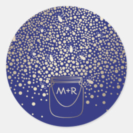 Mason Jar Gold Fireflies Hochzeit der rustikalen M Runder Aufkleber