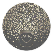 Mason Jar Gold Fireflies Rustic Chalkboard Wedding