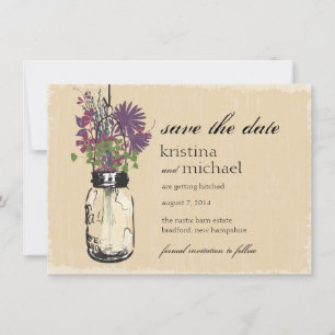 Mason Jar & Herbstliche Wildblumen Save the Date