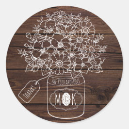 Mason Jar Hochzeit Jubiläum Wildblumen Rustikal Runder Aufkleber