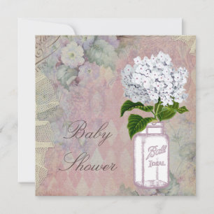 Mason Jar Hydrangea Shabby Chic Babydusche Einladung