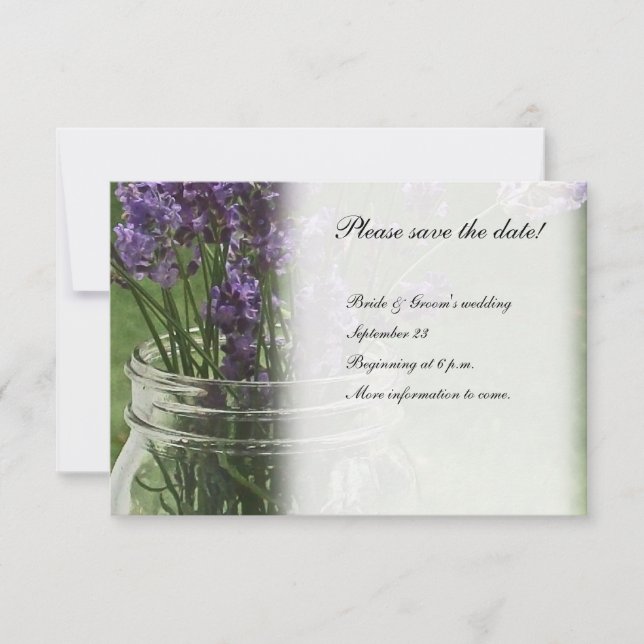 Mason Jar Lavender Country Save the Date (Vorderseite)