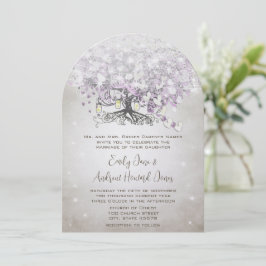 Mason Jar Lavender Heart Leaf Tree Wedding Einladung