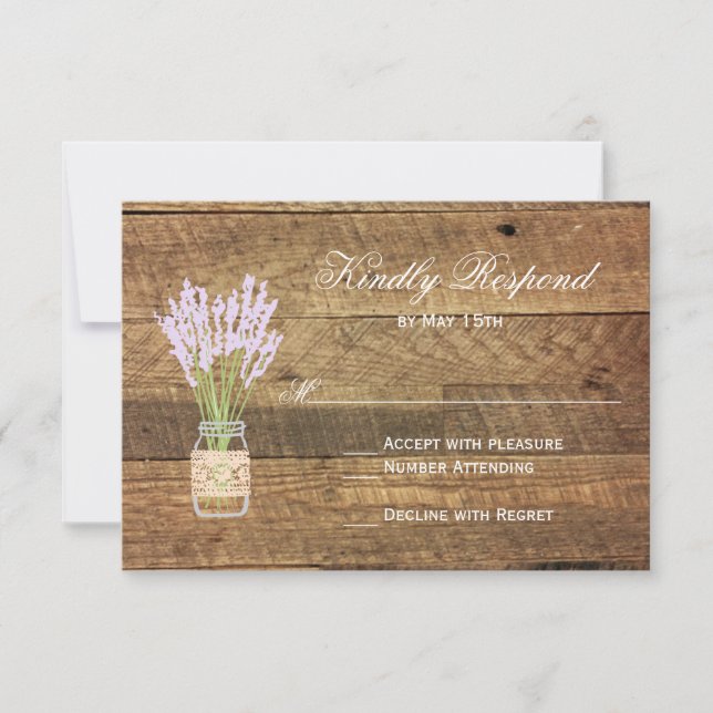 Mason Jar Lavender Wedding RSVP Cards (Vorderseite)