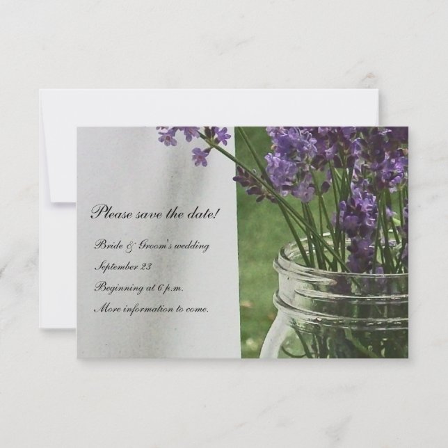 Mason Jar Lavender White Porch Save the Date (Vorderseite)