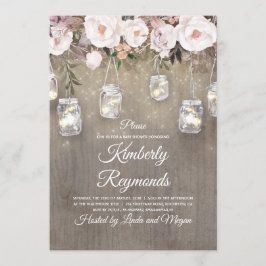 Mason Jar Lights Blumendusche Rustikale Babydusche Einladung