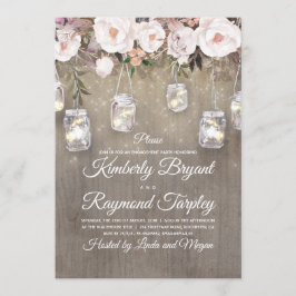 Mason Jar Lights Floral Rustikale Engagement Party Einladung