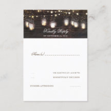 Mason Jar Lights Rustic Wedding RSVP