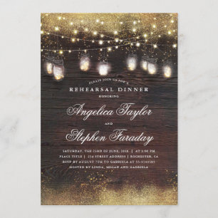 Mason Jar Lights Rustic Wood Probe Dinner Einladung