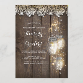 Mason Jar Lights und Lace Rustikales Brautparty Einladung