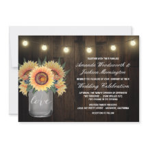 Mason Jar Lights und Sonnenblumen Einladungen für 