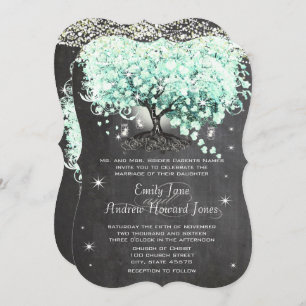 Mason Jar Mint Chalkboard Herz Leaf Tree Invitati Einladung